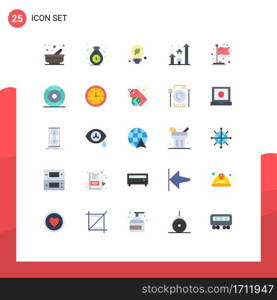 Pack of 25 Modern Flat Colors Signs and Symbols for Web Print Media such as flag, career, environment, progress, success Editable Vector Design Elements