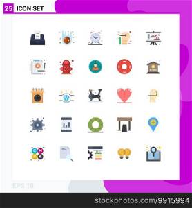 Pack of 25 Modern Flat Colors Signs and Symbols for Web Print Media such as company, business, time, mind, thinking Editable Vector Design Elements