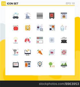 Pack of 25 Modern Flat Colors Signs and Symbols for Web Print Media such as apple, page, layout, interface, browser Editable Vector Design Elements