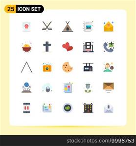 Pack of 25 Modern Flat Colors Signs and Symbols for Web Print Media such as chat, picture, olympics, file, travel Editable Vector Design Elements