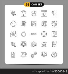 Pack of 25 Modern Lines Signs and Symbols for Web Print Media such as food, tissue, wheel chair, paper, webpage Editable Vector Design Elements