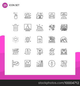 Pack of 25 Modern Lines Signs and Symbols for Web Print Media such as marketing, weight, development, sclaes, health Editable Vector Design Elements