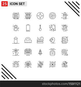 Pack of 25 Modern Lines Signs and Symbols for Web Print Media such as food, bottle, saint patrick, drink, pizza Editable Vector Design Elements