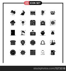 Pack of 25 Modern Solid Glyphs Signs and Symbols for Web Print Media such as gossip, group, message, green, environment Editable Vector Design Elements