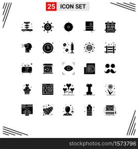 Pack of 25 Modern Solid Glyphs Signs and Symbols for Web Print Media such as bag, monocle, archer, hipster, fashion Editable Vector Design Elements