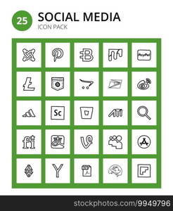Pack of 25 Social Logo fonts, ati, opencart, bitbucket, scout Editable Vector Design Elements