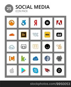 Pack of 25 Social Logo wattpad, github, soundcloud, jsfiddle, imdb Editable Vector Design Elements