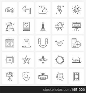 Pack of 25 Universal Line Icons for Web Applications bonding, fingerprint, box, evidence, minus Vector Illustration