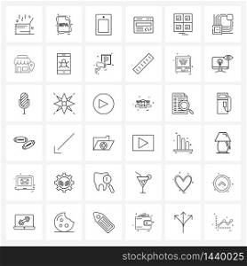 Pack of 36 Universal Line Icons for Web Applications checklist, page, mobile, development, browser Vector Illustration