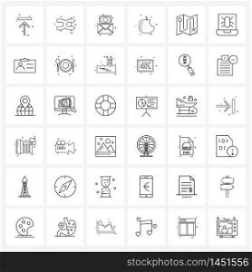 Pack of 36 Universal Line Icons for Web Applications coordinate, pumpkin, two ways, food, mail Vector Illustration