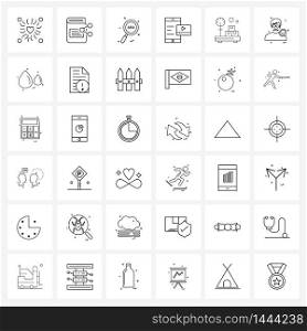 Pack of 36 Universal Line Icons for Web Applications delivery, weight, seo, mobile, smart phone Vector Illustration