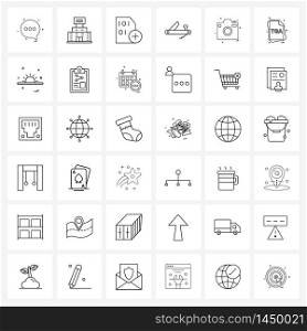 Pack of 36 Universal Line Icons for Web Applications picture, camera, codding, Swiss, army Vector Illustration