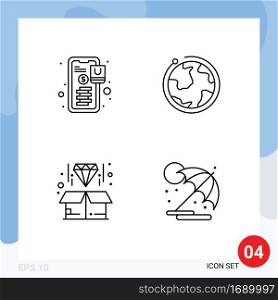 Pack of 4 creative Filledline Flat Colors of banking, delivery, shopping, internet, product Editable Vector Design Elements