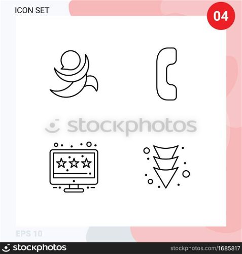 Pack of 4 creative Filledline Flat Colors of golos, sale, crypto currency, phone, down Editable Vector Design Elements