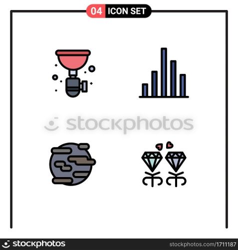 Pack of 4 creative Filledline Flat Colors of pipe, help, sink, graph, smoke Editable Vector Design Elements