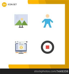 Pack of 4 creative Flat Icons of altering image, internet, photo editing, kid, price Editable Vector Design Elements