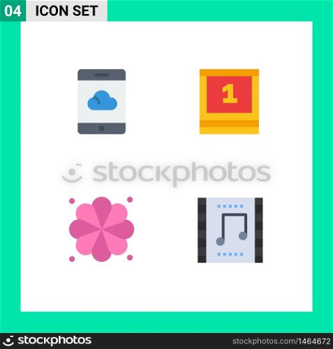 Pack of 4 creative Flat Icons of backup, element, board, school, concert Editable Vector Design Elements