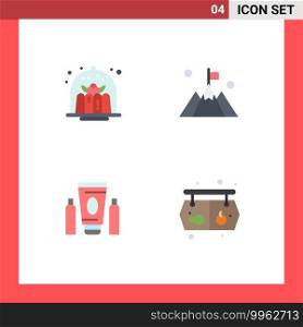 Pack of 4 creative Flat Icons of brownie, sport, dessert, interface, medical Editable Vector Design Elements