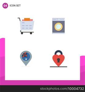 Pack of 4 creative Flat Icons of buy, nation, kitchen, australia, lock Editable Vector Design Elements