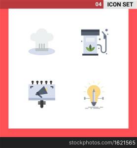 Pack of 4 creative Flat Icons of cafe, renewable, cook, diesel, advertisement Editable Vector Design Elements