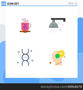 Pack of 4 creative Flat Icons of coffee, inheritance, bathroom, medical, communication Editable Vector Design Elements
