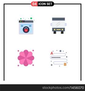 Pack of 4 creative Flat Icons of design, spa, security, transport, distance Editable Vector Design Elements