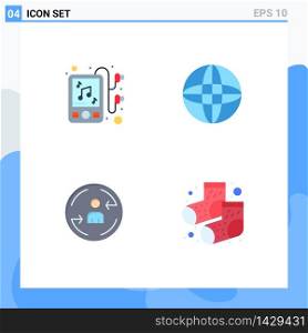 Pack of 4 creative Flat Icons of device, marketing, globe, peturning, footwear Editable Vector Design Elements
