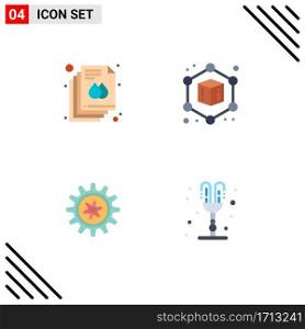 Pack of 4 creative Flat Icons of document, lab, banner, experiment, park Editable Vector Design Elements