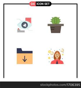 Pack of 4 creative Flat Icons of eye, debt, technology, document, investment Editable Vector Design Elements