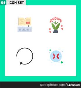 Pack of 4 creative Flat Icons of key, rotate, facebook, gift, change arrows Editable Vector Design Elements