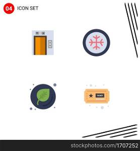 Pack of 4 creative Flat Icons of lift, ticket, cold, education, hobby Editable Vector Design Elements