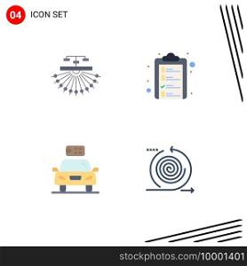 Pack of 4 creative Flat Icons of optimization, car, structure, clipboard, electric Editable Vector Design Elements