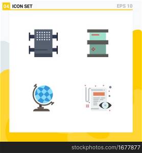 Pack of 4 creative Flat Icons of rack, globe, biochemistry, hazardous, edit Editable Vector Design Elements