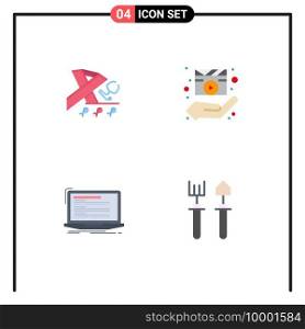 Pack of 4 creative Flat Icons of stethoscope, code, awareness, hands, computer Editable Vector Design Elements