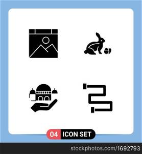 Pack of 4 creative Solid Glyphs of app, hand, website, baby, donation Editable Vector Design Elements