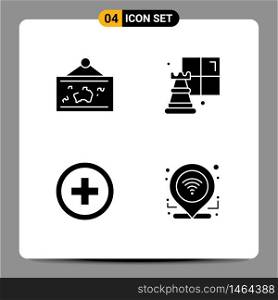Pack of 4 creative Solid Glyphs of frame, regular, photo, game, check in Editable Vector Design Elements