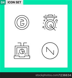 Pack of 4 Line Style Icon Set. Outline Symbols for print. Creative Signs Isolated on White Background. 4 Icon Set.. Creative Black Icon vector background