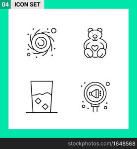 Pack of 4 Line Style Icon Set. Outline Symbols for print. Creative Signs Isolated on White Background. 4 Icon Set.. Creative Black Icon vector background