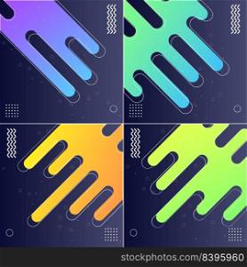 Pack of 4 Minimalistic Fluid Dynamic Shapes with Abstract Geometric Gradients
