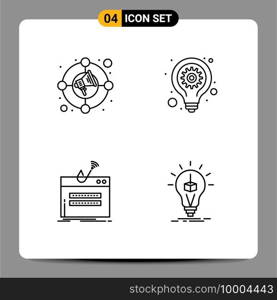 Pack of 4 Modern Filledline Flat Colors Signs and Symbols for Web Print Media such as circle, internet, marketing, l&, password Editable Vector Design Elements