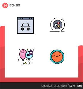 Pack of 4 Modern Filledline Flat Colors Signs and Symbols for Web Print Media such as hacker, balloon, security, api, happy Editable Vector Design Elements