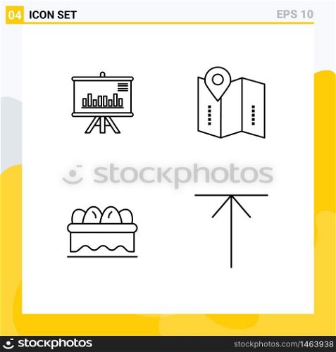 Pack of 4 Modern Filledline Flat Colors Signs and Symbols for Web Print Media such as presentation, easter, business, directions, arrow Editable Vector Design Elements