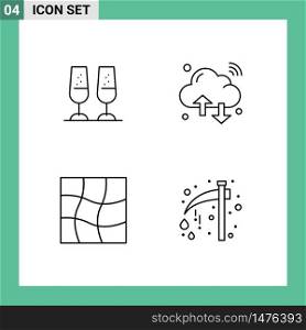 Pack of 4 Modern Filledline Flat Colors Signs and Symbols for Web Print Media such as celebration, distort, toasting, internet of things, warp Editable Vector Design Elements