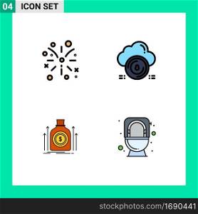 Pack of 4 Modern Filledline Flat Colors Signs and Symbols for Web Print Media such as canada, money, safe, cloud, fund Editable Vector Design Elements