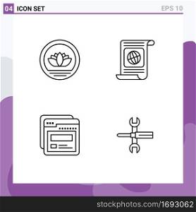 Pack of 4 Modern Filledline Flat Colors Signs and Symbols for Web Print Media such as bangladesh, page, coins, target, web Editable Vector Design Elements