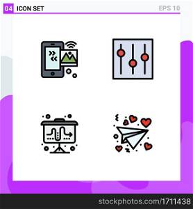 Pack of 4 Modern Filledline Flat Colors Signs and Symbols for Web Print Media such as image, user, iot, elements, market Editable Vector Design Elements