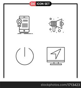 Pack of 4 Modern Filledline Flat Colors Signs and Symbols for Web Print Media such as certificate, speaker, application, education, switch Editable Vector Design Elements