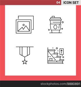 Pack of 4 Modern Filledline Flat Colors Signs and Symbols for Web Print Media such as album, insignia, alcohol, usa, plain Editable Vector Design Elements