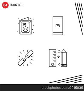 Pack of 4 Modern Filledline Flat Colors Signs and Symbols for Web Print Media such as birthday, chain, party, smartphone, web Editable Vector Design Elements