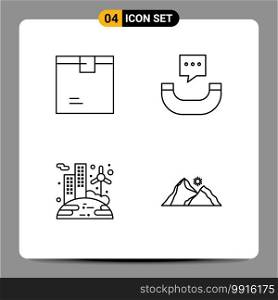 Pack of 4 Modern Filledline Flat Colors Signs and Symbols for Web Print Media such as box, renewable, product, phone, wind Editable Vector Design Elements